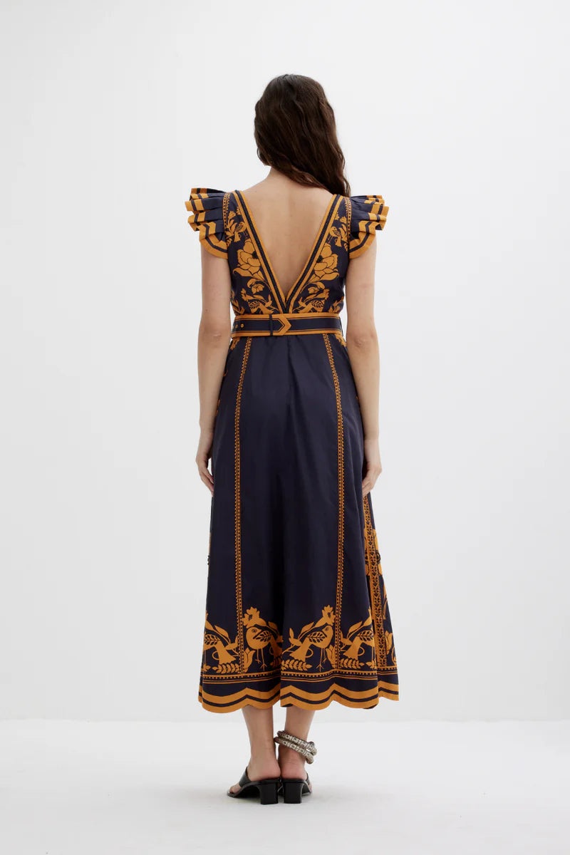 Valmira Dress, Midnight Ink & Golden Yellow
