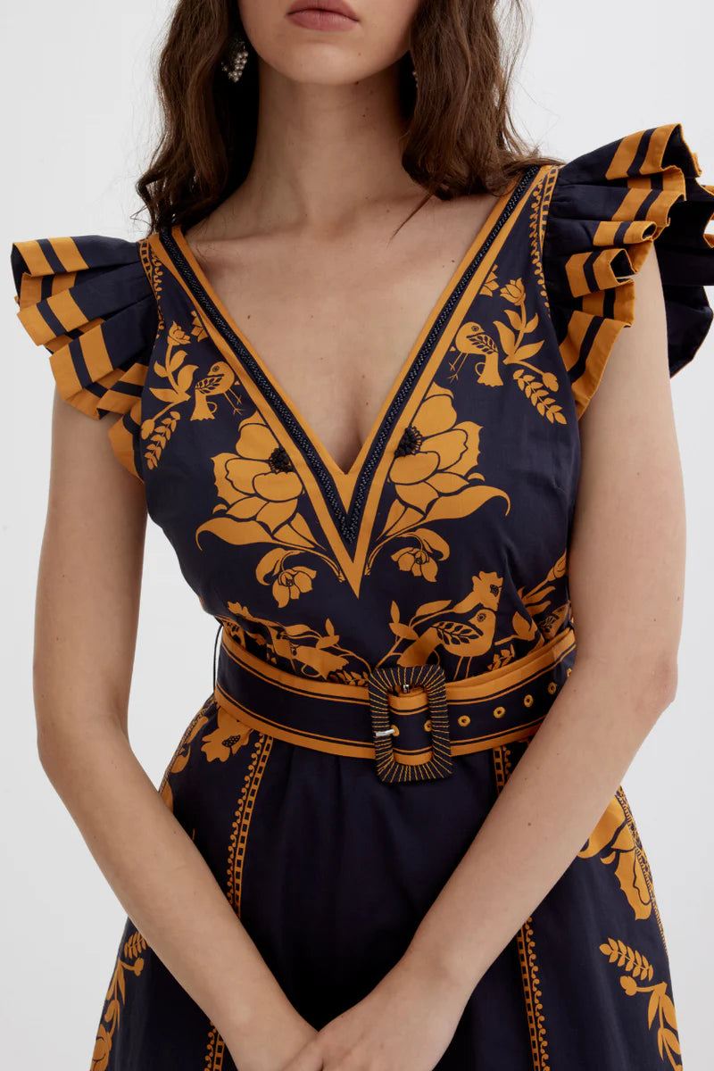 Valmira Dress, Midnight Ink & Golden Yellow