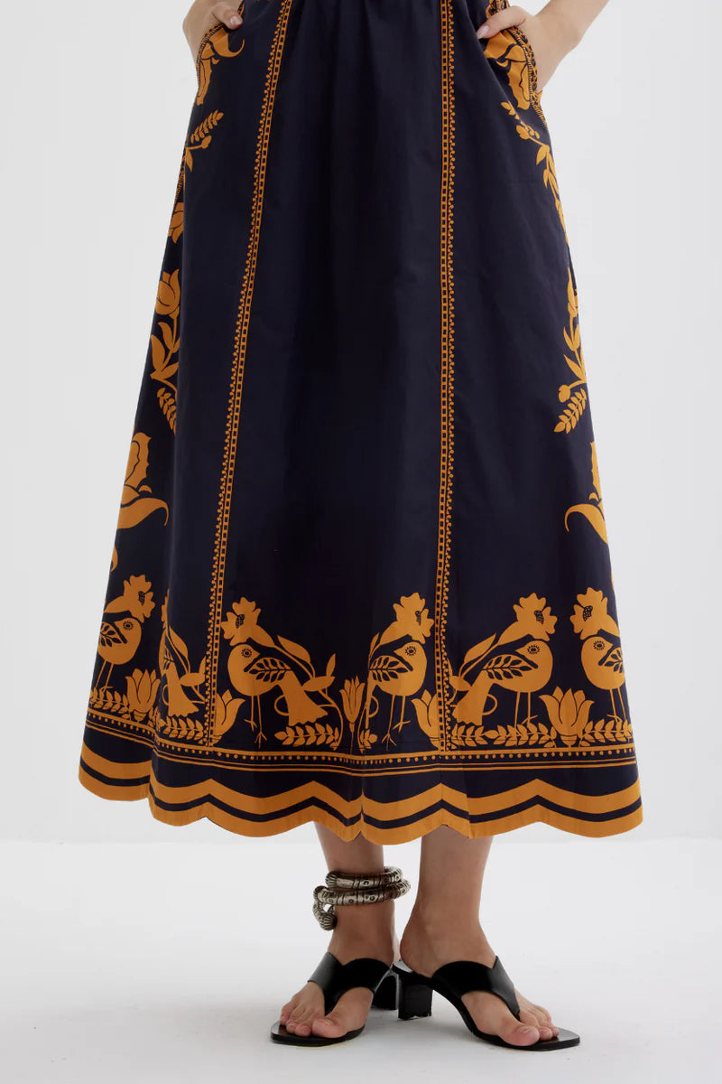 Valmira Dress, Midnight Ink & Golden Yellow