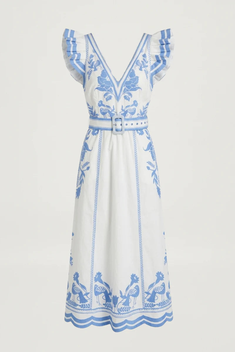 Valmira Dress, Simply White and Blue