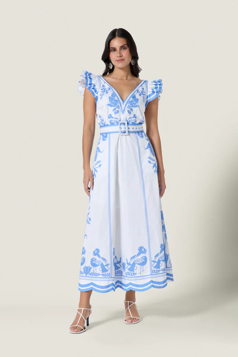 Valmira Dress, Simply White and Blue