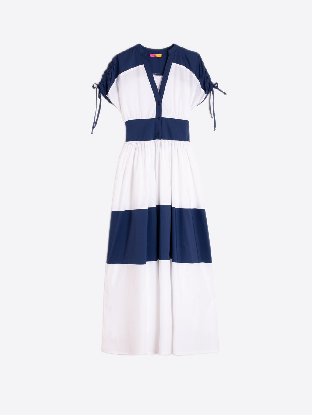 Linda Poplin Maxi Dress, White & Navy