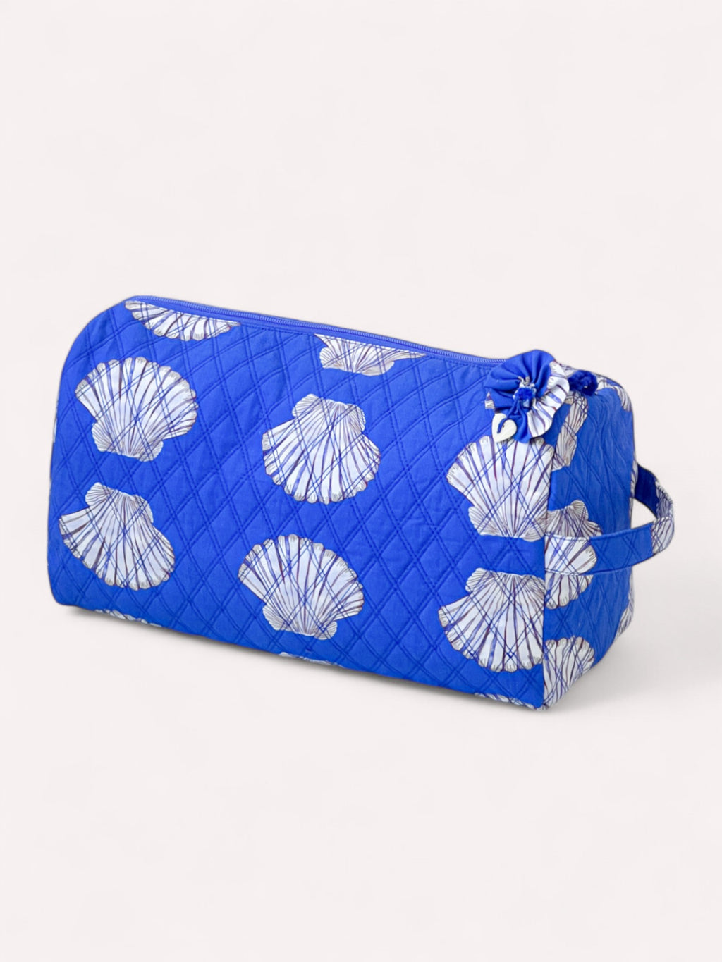 Wash Bag, Shells on Blue