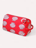 Wash Bag, Shells on Red