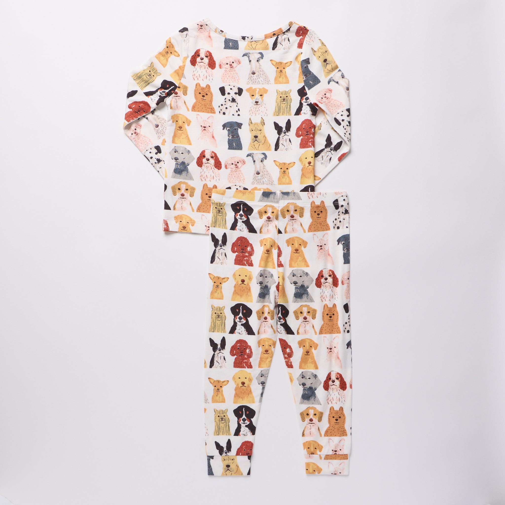 Kids Bamboo PJ Set, Small Watercolor Dog