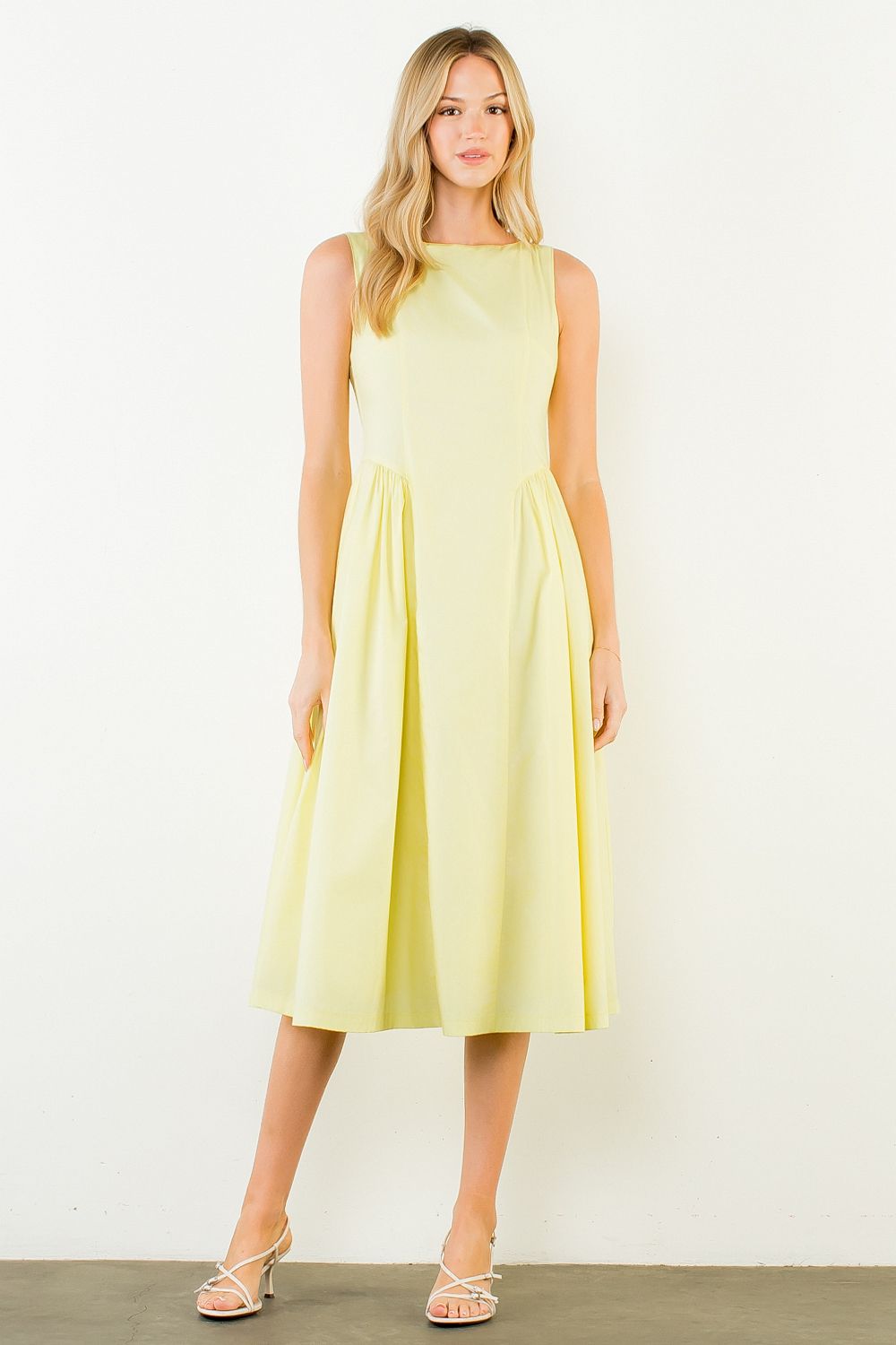 Sleeveless Midi Dress Yellow