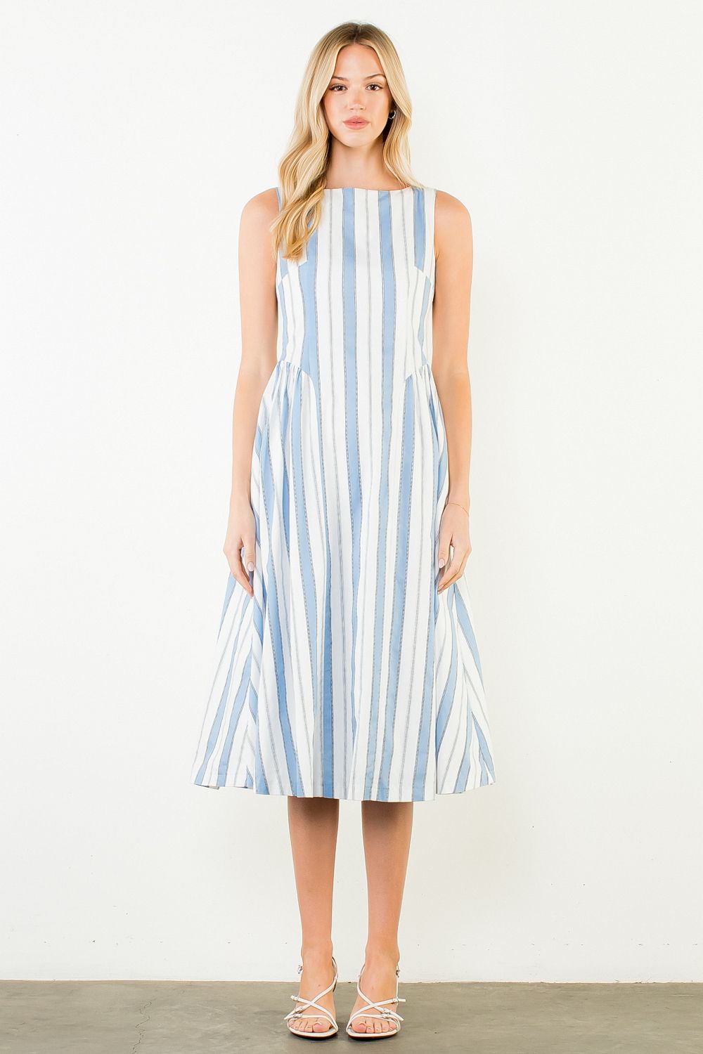 Sleeveless Striped Midi Dress