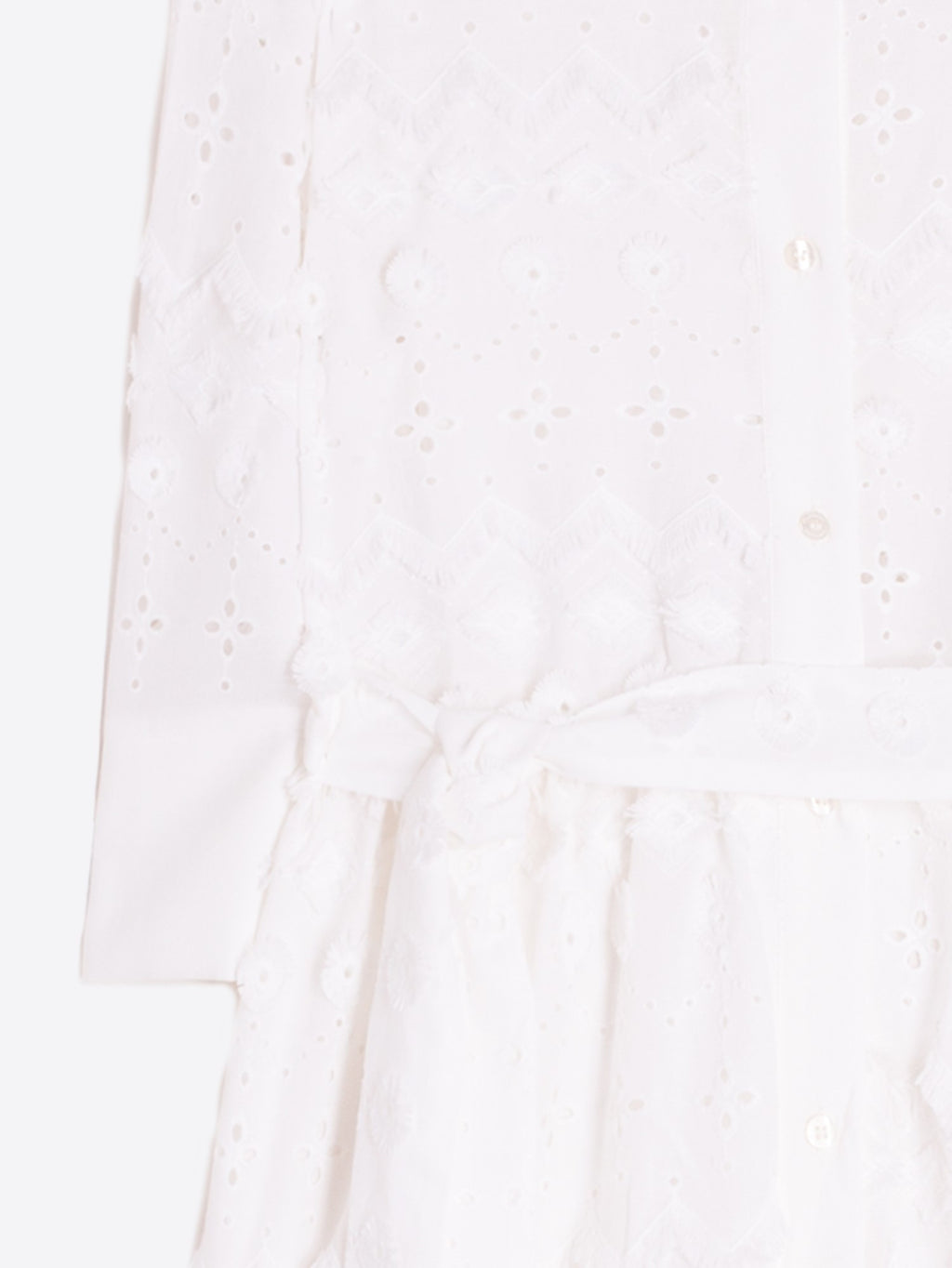 White Embroidered Dress with Belt