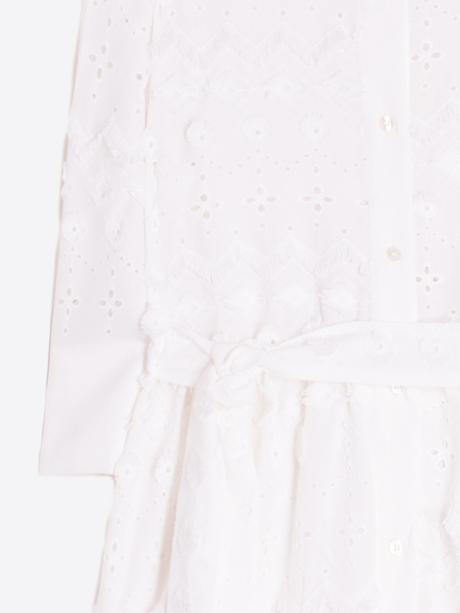 White Embroidered Dress with Belt