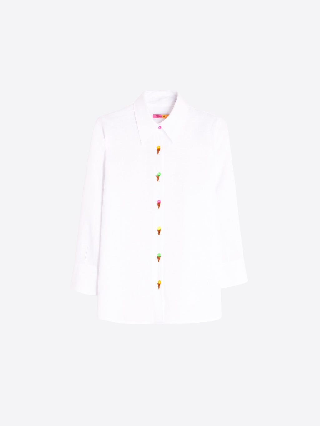 White Shirt with Embroidered Ice Cream Cones