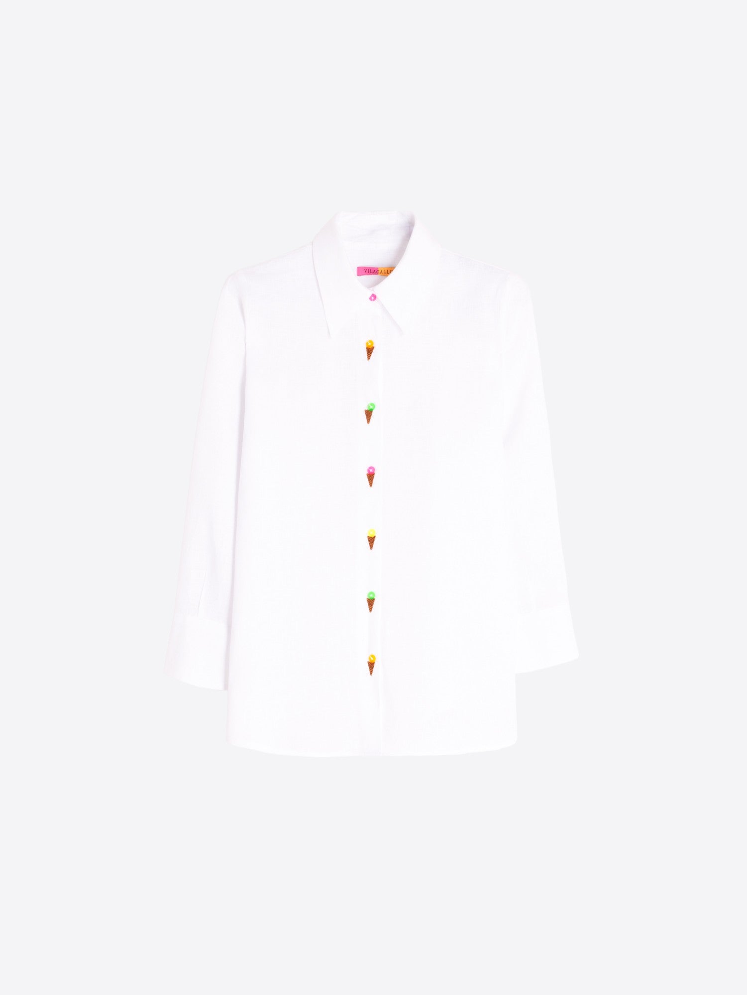 White Shirt with Embroidered Ice Cream Cones
