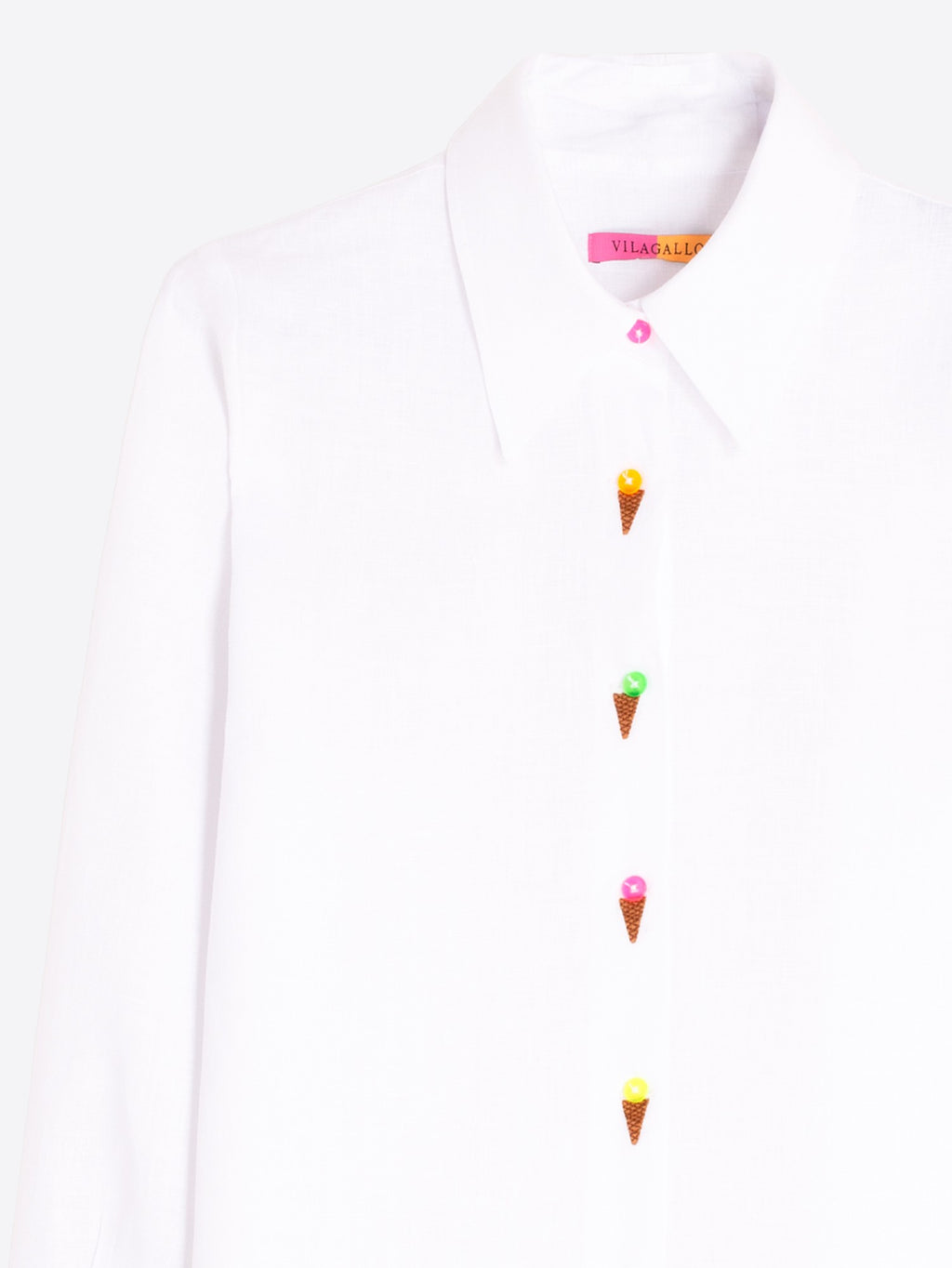 White Shirt with Embroidered Ice Cream Cones