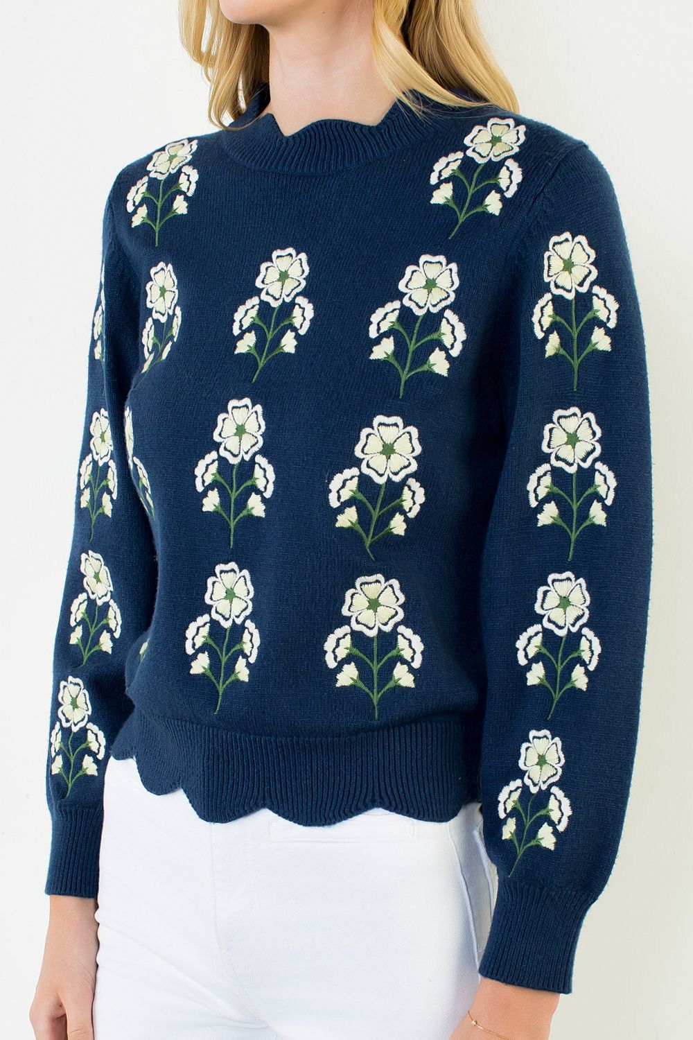Flower Embroidered Sweater