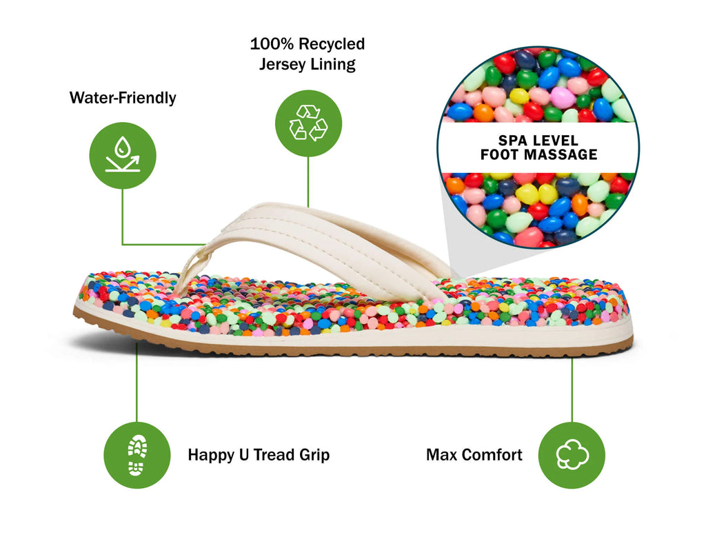 Youth Bubblecush Flip Flops, Rainbow Multi