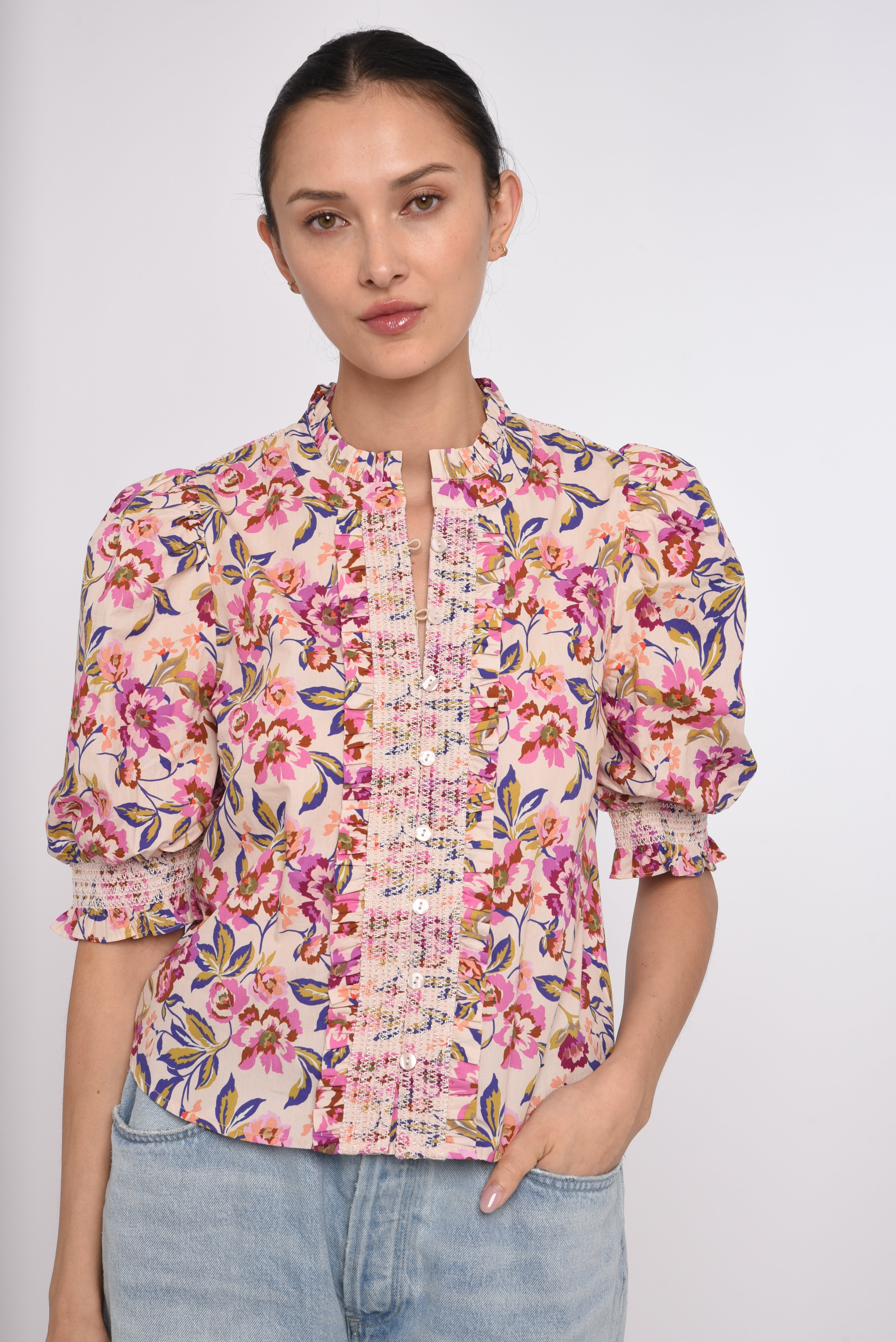 Zinny Blouse, Roxanna Floral Print