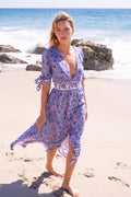 Zoe Midi Dress, Blue and Pink